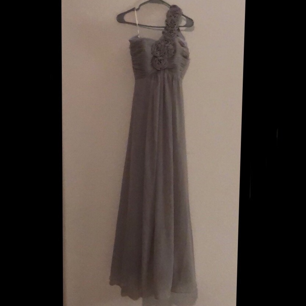 Gray One Shoulder Bridesmaids Dress